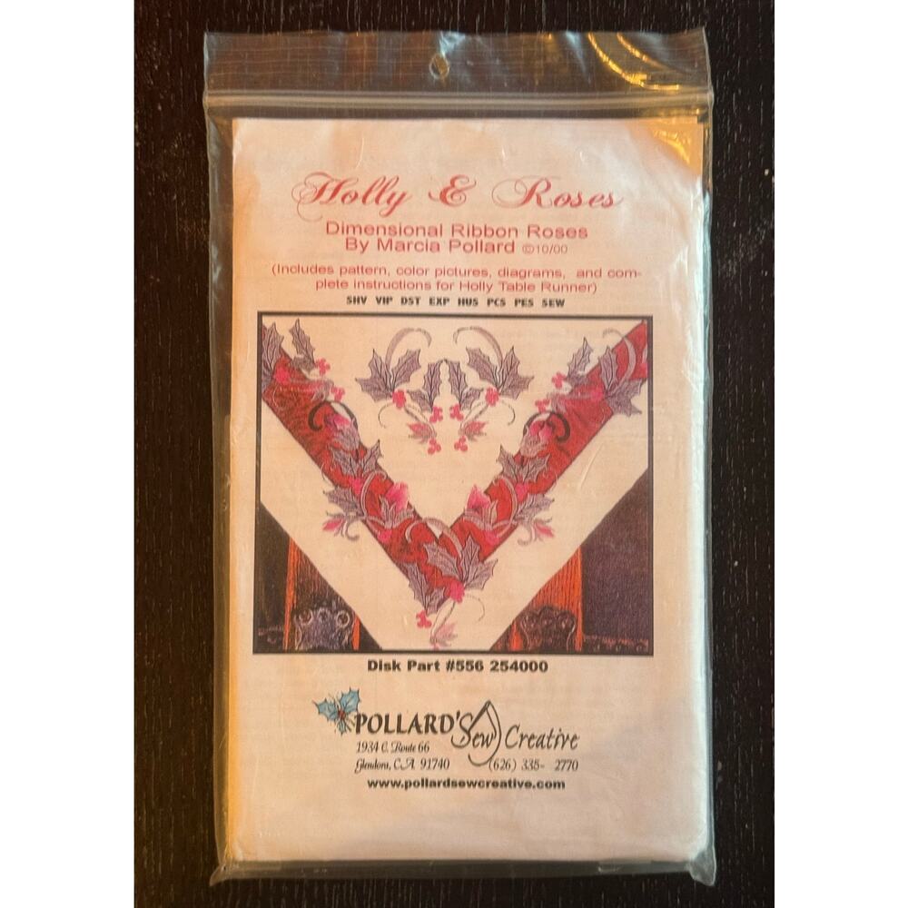 Pollard's Sew Creative Holly & Roses Pattern for Embroidery Machine with CDROM